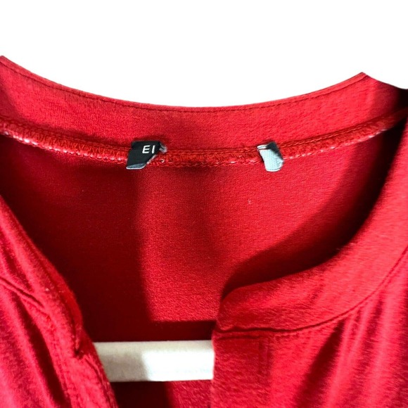 Eileen Fisher Size M T Shirt Dress Red Short Sleeve V-Neck Stretch Holiday Party - Picture 5 of 8